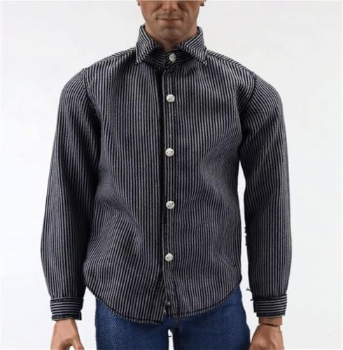 ASEDRFY 1/6 Maßstab männliche Figurenkleidung, männliches langärmeliges gestreiftes Hemd für 30,5 cm große Actionfigur-Körperpuppe von ASEDRFY
