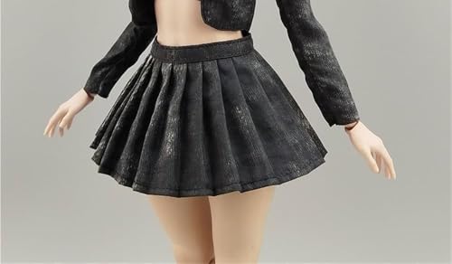 ASEDRFY 1/6 Maßstab weibliche Figur, Puppenkleidung, Faltenrock, Kostüm für 30,5 cm weibliche Soldatin, Actionfigur, Puppe (schwarz) von ASEDRFY