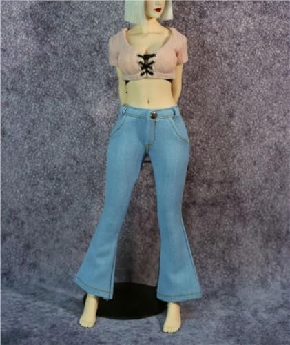 ASEDRFY 1/6 Maßstab weibliche Figur, Puppenkleidung, Hemd, hohe Taille, Denim, Jeans, Kostüm für 30,5 cm Soldaten-Actionfigur von ASEDRFY