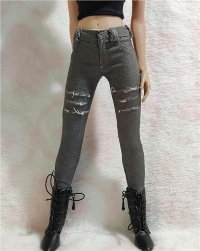 ASEDRFY 1/6 Maßstab weibliche Figur, Puppenkleidung, hohe Taille, gerades Bein, Jeans, Kostüm für 30,5 cm große Soldaten-Actionfigur, Puppe (blau) von ASEDRFY