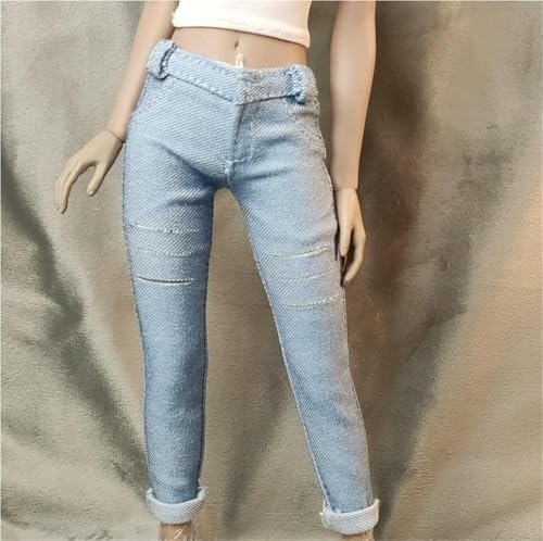 ASEDRFY 1/6 Maßstab weibliche Figur, Puppenkleidung, hohe Taille, gerades Bein, Jeans, Kostüm für 30,5 cm große Soldaten-Actionfigur, Puppe (blau) von ASEDRFY