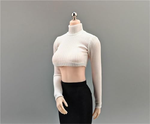 ASEDRFY 1/6 Maßstab weibliche Figur, Puppenkleidung, hoher Halsausschnitt, Strickshirt, Kostüm für 30,5 cm große Soldatinnen, Actionfigur, Puppe (weiß) von ASEDRFY