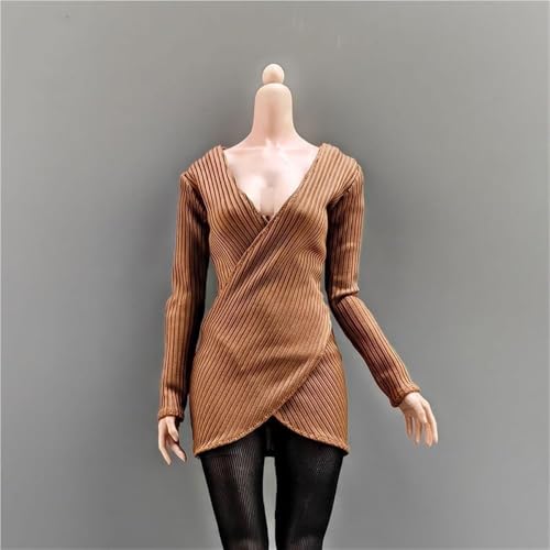 ASEDRFY 1/6 Maßstab weibliche Figur, Puppenkleidung, lange Ärmel, Strickkleid, Kostüm für 30,5 cm weibliche Soldatin, Actionfigur, Puppe (braun) von ASEDRFY
