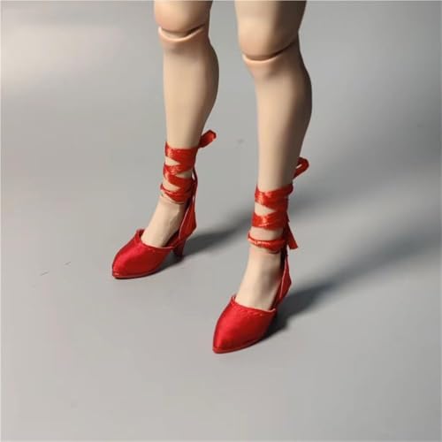ASEDRFY 1/6 Maßstab weibliche Figur, Puppenschuhe, Schnürschuhe, High Heels, Zubehör für 30,5 cm weibliche Soldaten-Actionfigur, Puppe (rot) von ASEDRFY
