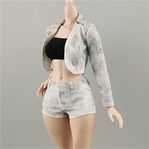 ASEDRFY 1/6 Maßstab weibliche Soldatenfigur, Kleidung, Anzug, Mantel, Shorts, Unterwäsche für 30,5 cm bewegliche Puppe, Miniaturen, Zubehör, Puppe (weiß) von ASEDRFY