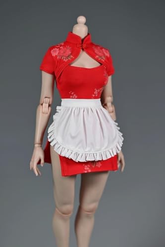 ASEDRFY 1/6 Scale Female Figure Clothes, Female Cheongsam Short Sleeved Floral Dress and Apron for 30.5 cm Action Figure Body Doll ASEDRFY 1/6 Scale Female Figure Clothes, Female Cheongsam Short Sleeved Floral Dress and Apron for 30.5 cm Action Figure Body Doll von ASEDRFY