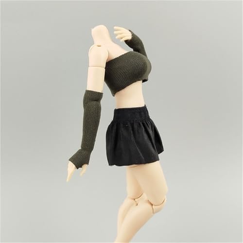 ASEDRFY 1:12 Maßstab weibliche Figur, Puppenkleidung, ärmelloses Hemd, Strick, kurzer Rock, Kostüm für 15,2 cm große Soldaten-Actionfigur, Puppe (rot) von ASEDRFY
