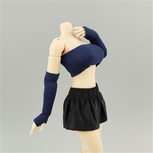 ASEDRFY 1:12 Maßstab weibliche Figur, Puppenkleidung, ärmelloses Hemd, Strick, kurzer Rock, Kostüm für 15,2 cm große Soldaten-Actionfigur, Puppe (rot) von ASEDRFY