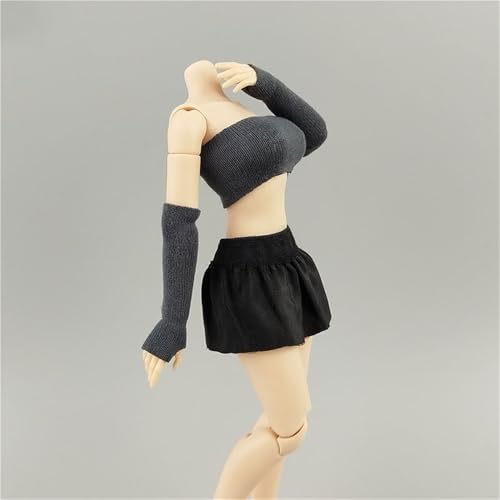 ASEDRFY 1:12 Maßstab weibliche Figur, Puppenkleidung, ärmelloses Hemd, Strick, kurzer Rock, Kostüm für 15,2 cm große Soldaten-Actionfigur, Puppe (rot) von ASEDRFY