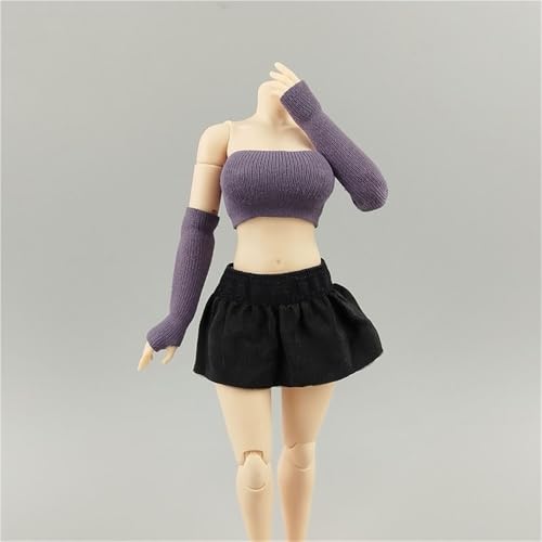 ASEDRFY 1:12 Maßstab weibliche Figur, Puppenkleidung, ärmelloses Hemd, Strick, kurzer Rock, Kostüm für 15,2 cm große Soldaten-Actionfigur, Puppe (rot) von ASEDRFY
