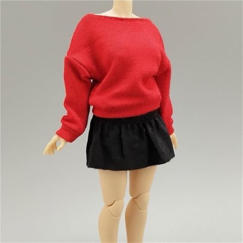 ASEDRFY 1:12 Maßstab weibliche Figur, Puppenkleidung, langärmeliger Kapuzenpullover, kurzer Rock für 15,2 cm große Soldatinnen, Actionfigur, Puppe (gelb) von ASEDRFY