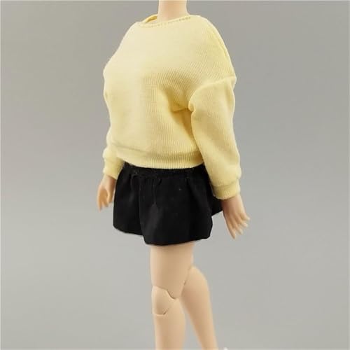 ASEDRFY 1:12 Maßstab weibliche Figur, Puppenkleidung, langärmeliger Kapuzenpullover, kurzer Rock für 15,2 cm große Soldatinnen, Actionfigur, Puppe (gelb) von ASEDRFY