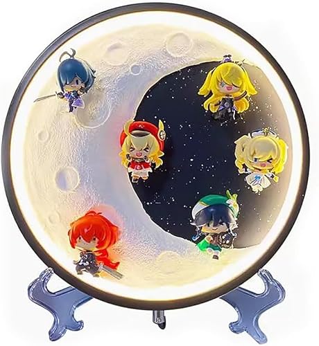 ASEDRFY 30 cm Genshin Impact PVC Sammelspiel Nachtlicht Charakter Modell Anime Spielzeug Dreifarbige Anpassung USB (Farbe: Natur) von ASEDRFY