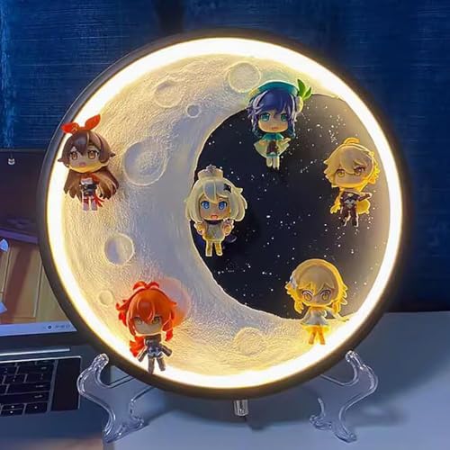 ASEDRFY 30 cm Genshin Impact PVC Sammelspiel Nachtlicht Charakter Modell Anime Spielzeug Dreifarbige Anpassung USB (Farbe: Natur) von ASEDRFY