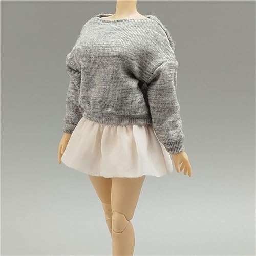 ASEDRFY Damenfigur, Puppenkleidung, Sweatshirt, kurzer Rock, Kostüm für 15,2 cm große Soldatinnen, Actionfigur, Puppe (grau) von ASEDRFY