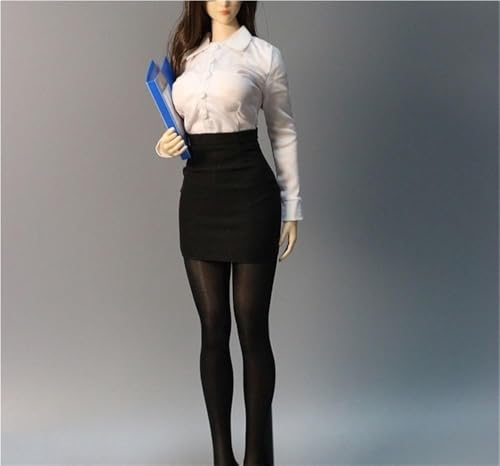 ASEDRFY Damenfigur, Puppenkleidung, Uniform, Hemd, hohe Taille, Rock, Krawatte, Leggings für 30,5 cm große Soldaten-Actionfigur, Puppe (schwarz) von ASEDRFY