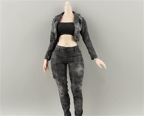 ASEDRFY Damenfigur im Maßstab 1/6, Puppenkleidung, Jacke, Hose, Unterwäsche, Kostüm für 30,5 cm große Soldatinnen, Actionfigur, Puppe (schwarz) von ASEDRFY