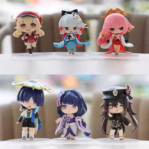 ASEDRFY Genshin Impact PVC-Sammelspiel, Actionfigur, Figur, Modell, Anime-Spielzeug, 6 Stück von ASEDRFY