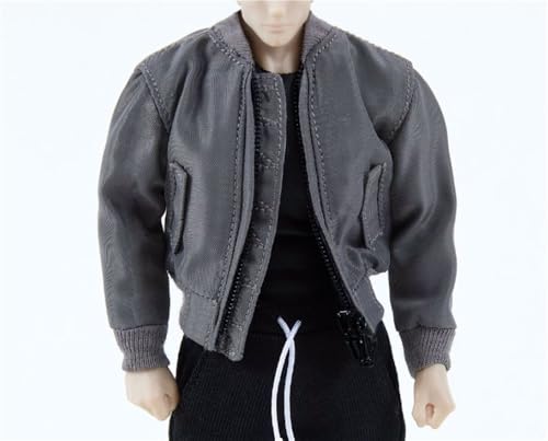 ASEDRFY Männerkleidung im Maßstab 1:12, Figur, Puppenkleidung, Jacke, Windbreaker, Kostüm für 15,2 cm männliche Soldaten, Actionfigur, Körperpuppe (schwarz) von ASEDRFY
