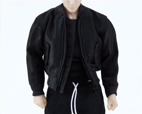 ASEDRFY Männerkleidung im Maßstab 1:12, Figur, Puppenkleidung, Jacke, Windbreaker, Kostüm für 15,2 cm männliche Soldaten, Actionfigur, Körperpuppe (schwarz) von ASEDRFY