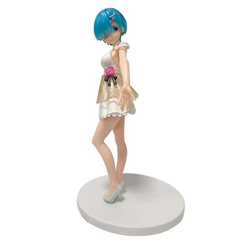 ASEDRFY Rem, Ram Figure, Standing Pretty Dress Anime Figures 19cm/7.5inch Handmade PVC Character Model Statue Decoration Ornament Gifts (a) von ASEDRFY