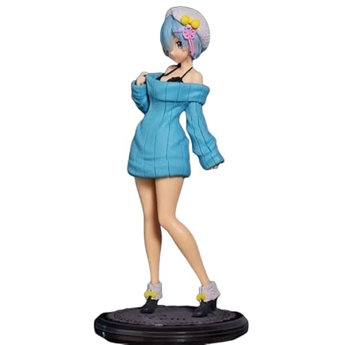 Rem Figure, Sweater Standing Rem Action Figures 23cm/9.1inch Handmade Cosplay PVC Souvenirs Statues Collectible Souvenirs for Anime Fans Gifts (Pink) von ASEDRFY