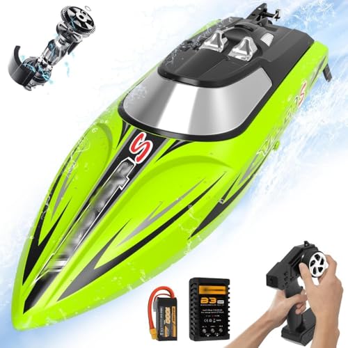 mclxtoys Barco RC, Motor sin escobillas 50 km 2,4G Control Remoto de Alta Velocidad lancha rápida Juego de Agua Barco de Control Remoto eléctrico. von ASEDRFY