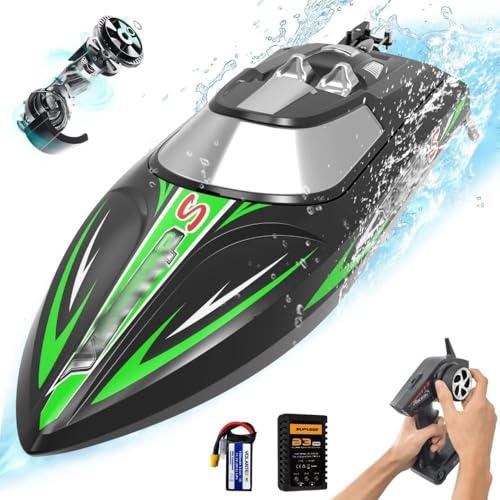 mclxtoys Barco RC, Motor sin escobillas 50 km 2,4G Control Remoto de Alta Velocidad lancha rápida Juego de Agua Barco de Control Remoto eléctrico. von ASEDRFY