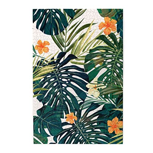 Tropischer Sommer Hawaii-Blumen-Palmenblätter Puzzles sind geeignet für Erwachsene und Jungen und Mädchen. 1000-teiliges Puzzle von ASEELO