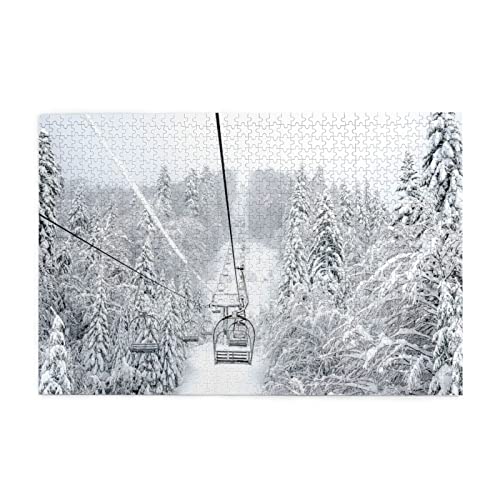 Winter Old Cable Ski Lift Puzzle is Suitable for Adults and Children1000 Piece Jigsaw Puzzle von ASEELO