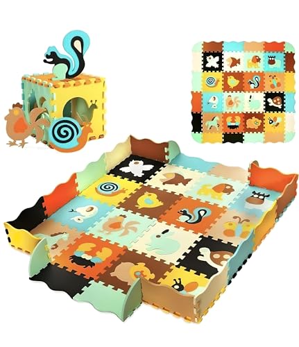 ASENME Babyteppiche 36 Stück XL 145x145cm, Puzzle Play Mats (Mehrfarbig) Children's Eva Foam Puzzle Mat von ASENME