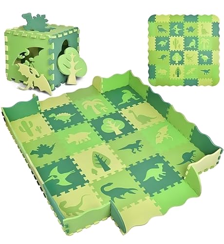 ASENME Baby-Puzzlematte mit 36 ​​Teilen XL 145x145cm, Puzzle Play Mats (Grün) von ASENME
