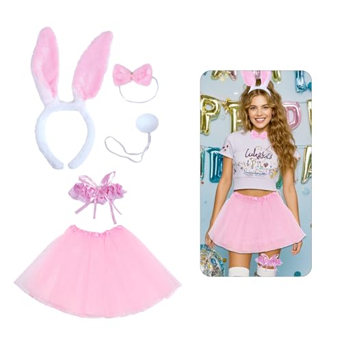 ASFWAGQ Weihnachten Hasenohren Set Ohren Stirnband Häschen Kostüm Stirnband, Kragen Fliege, Kaninchen Schwanz, Beinringe, Tüll Rock Cosplay Party Zubehör Junggesellenabschied Männer Kostüm ASFWAGQ Weihnachten Hasenohren Set Ohren Stirnband Häschen Kostüm Stirnband, Kragen Fliege, Kaninchen Schwanz, Beinringe, Tüll Rock Cosplay Party Zubehör Junggesellenabschied Männer Kostüm von ASFWAGQ