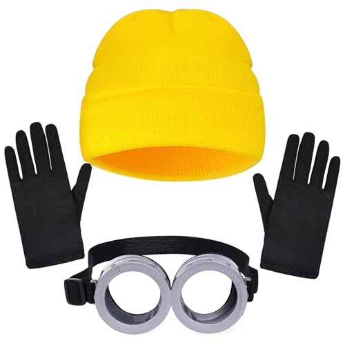 ASFWAGQ Erwachsene Halloween Cosplay Zubehör für Damen Herren Karneval Party Cosplay Zubehör inklusive Gestrickter Gelber Mütze Steampunk Schutzbrillen Schwarze Handschuhe (set2, 3) ASFWAGQ Erwachsene Halloween Cosplay Zubehör für Damen Herren Karneval Party Cosplay Zubehör inklusive Gestrickter Gelber Mütze Steampunk Schutzbrillen Schwarze Handschuhe (set2, 3) von ASFWAGQ