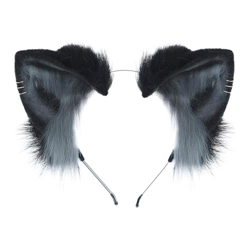 ASFWAGQ Katzenohren Haarreif Cat Ears Cosplay Neko Ears Clip Haarschmuck Katze Ohr Stirnband Fuchs Wolf ohren Stirnband Cosplay Haarreif Mädchen Damen und Kinder Halloween Cosplay von ASFWAGQ