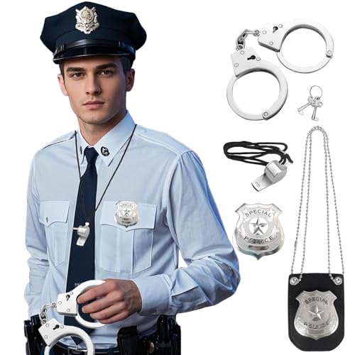 ASFWAGQ Polizei Kostüm Set Kinder Sonnenbrille Abzeichen Detective Cop Rollenspiel Zubehör für Halloween Karneval Cosplay Party Dress up von ASFWAGQ