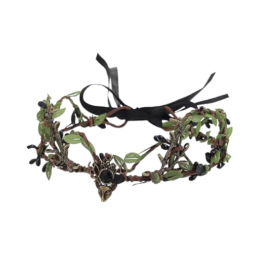 ASFWAGQ Waldkrone Stirnband Waldelfe Girlande Kopfschmuck Feenblatt Göttin Stirnband Prinzessin Haarschmuck Headwear für Frauen Mädchen für Cosplay, Brautschmuck, Halloween, Kostüm von ASFWAGQ