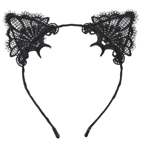Katzenohren Haarreif, Vielseitiger Cat Ear Headband Süße Spitze Kopfschmuck für Karneval, Cosplay, Halloween Fasching & Mottopartys, Ideal für Mädchen, Damen & Frauen für Geburtstage, Hochzeiten von ASFWAGQ
