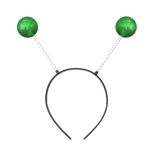 Marienkäfer Kostüm Damen Haarreif Karneval Alien Haarreif mit 2 Runden Schwingenden Kugeln, Marienkäfer Haarreif für Damen, Herren Haarreifen Damen für Karneval Marienkäfer Fühler Accessoire (Grün) von ASFWAGQ