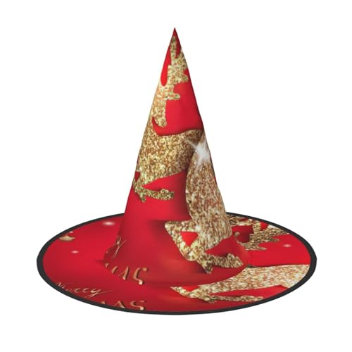ASFgda Halloween Merry Christmas 3 Druck Hexenhüte für Frauen breite Krempe Faltbare Spitze Kappe für Halloween Party Kostüm Zubehör von ASFgda