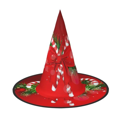 ASFgda Halloween Merry Christmas Print Hexenhüte für Frauen breite Krempe Faltbare Spitze Kappe für Halloween Party Kostüm Zubehör von ASFgda