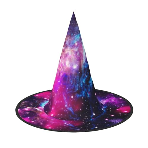 ASFgda Hexenhüte mit Halloween-Galaxie-Druck, breite Krempe, faltbar, spitz, für Halloween-Party, Kostümzubehör von ASFgda