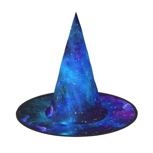 ASFgda Hexenhüte mit Halloween-Galaxie-Druck, breite Krempe, faltbar, spitz, für Halloween-Party, Kostümzubehör von ASFgda