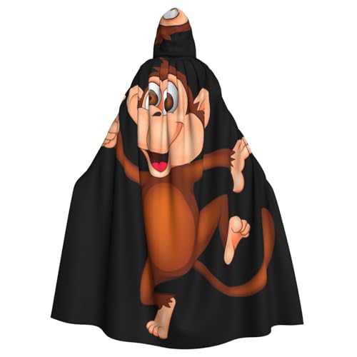 ASFgda Mittelalterlicher Umhang mit Kapuze, Affen-Druck, Renaissance-Umhang, Unisex, mit Kapuze, Halloween, Weihnachten, Kostüme, Party-Umhang von ASFgda