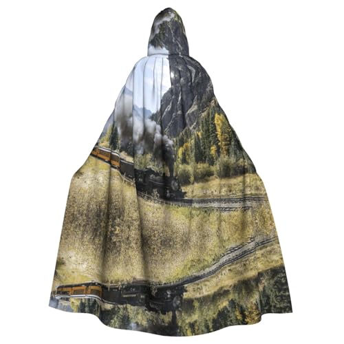 ASFgda Mittelalterlicher Umhang mit Kapuze, Dampflokomotive, Zugdruck, Renaissance-Umhang, Unisex, mit Kapuze, Halloween, Weihnachten, Kostüme, Party-Umhang von ASFgda