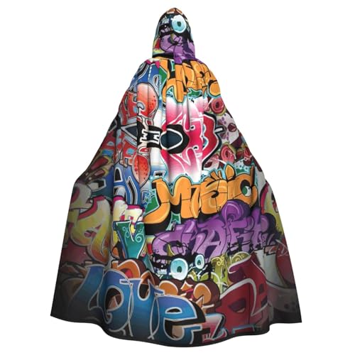 ASFgda Mittelalterlicher Umhang mit Kapuze, Graffiti, Hip-Hop-Druck, Renaissance-Umhang, Unisex, mit Kapuze, Halloween, Weihnachten, Kostüme, Party-Umhang von ASFgda