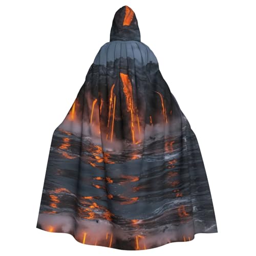 ASFgda Mittelalterlicher Umhang mit Kapuze, Kilauea-Vulkandruck, Renaissance-Umhang, Unisex, mit Kapuze, Halloween, Weihnachten, Kostüme, Party-Umhang von ASFgda