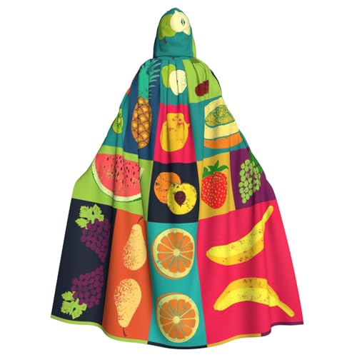 ASFgda Mittelalterlicher Umhang mit Kapuze, Kunst-Stil, Obstdruck, Renaissance-Umhang, Unisex, mit Kapuze, Halloween, Weihnachten, Kostüme, Party-Umhang von ASFgda