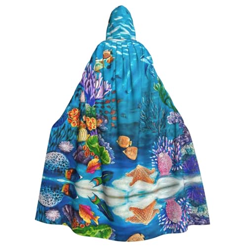 ASFgda Mittelalterlicher Umhang mit Kapuze, Ozean, Meeresschildkröte, tropischer Fisch, Seestern-Druck, Renaissance-Umhang, Unisex, mit Kapuze, Halloween, Weihnachten, Kostüme, Party-Umhang ASFgda Mittelalterlicher Umhang mit Kapuze, Ozean, Meeresschildkröte, tropischer Fisch, Seestern-Druck, Renaissance-Umhang, Unisex, mit Kapuze, Halloween, Weihnachten, Kostüme, Party-Umhang von ASFgda
