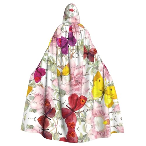 ASFgda Mittelalterlicher Umhang mit Kapuze, Schmetterlings-Druck, Renaissance-Umhang, Unisex, mit Kapuze, Halloween, Weihnachten, Kostüme, Party-Umhang von ASFgda